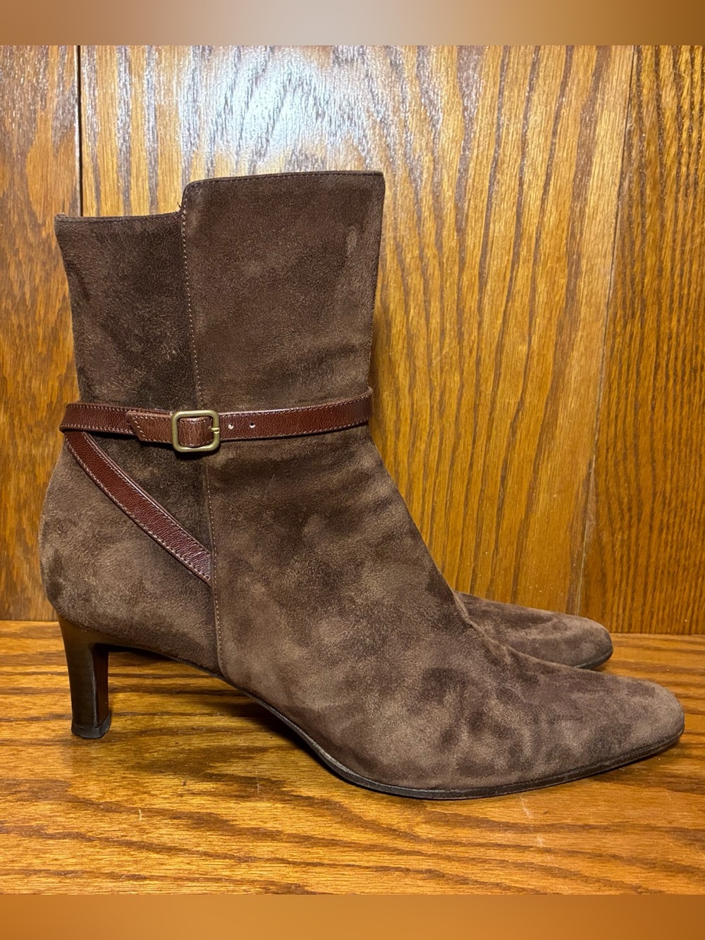 Y2K VTG Ralph Lauren Collection Purple Label Italy Brown Suede Ankle Boots 8